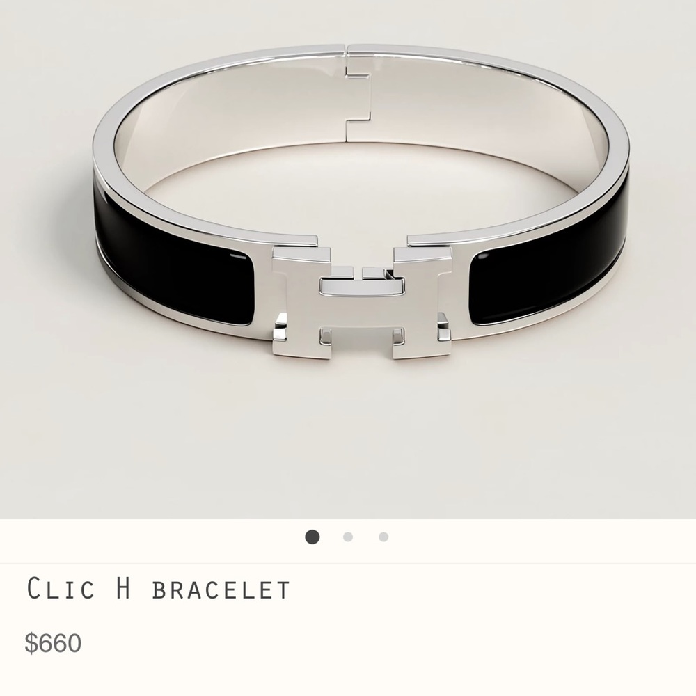 Hermes bangle bracelet - small women’s silver & black
